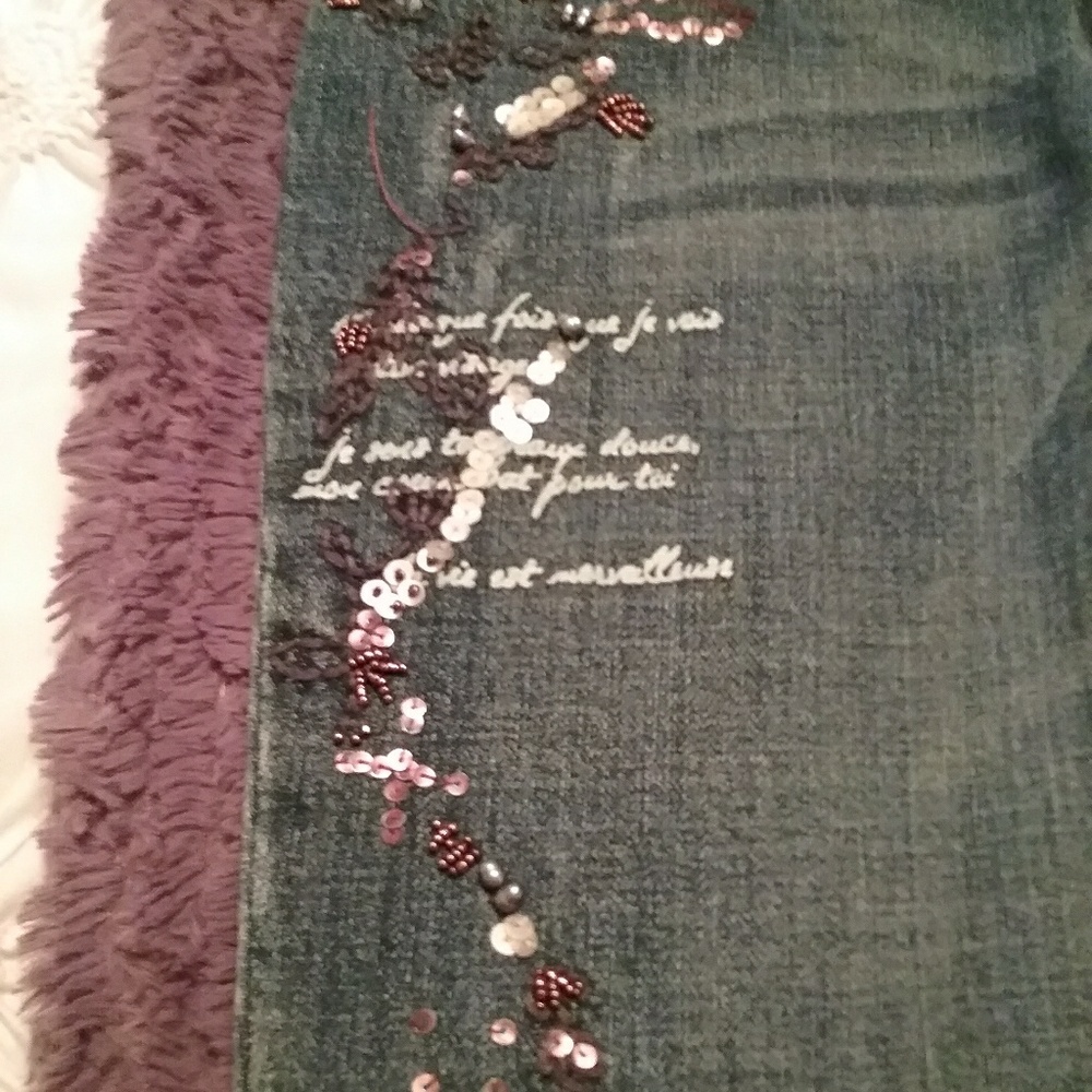 Boutique Jeans with beading and handwriting